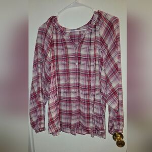 Old Navy Pink and Purple Plaid Shirt